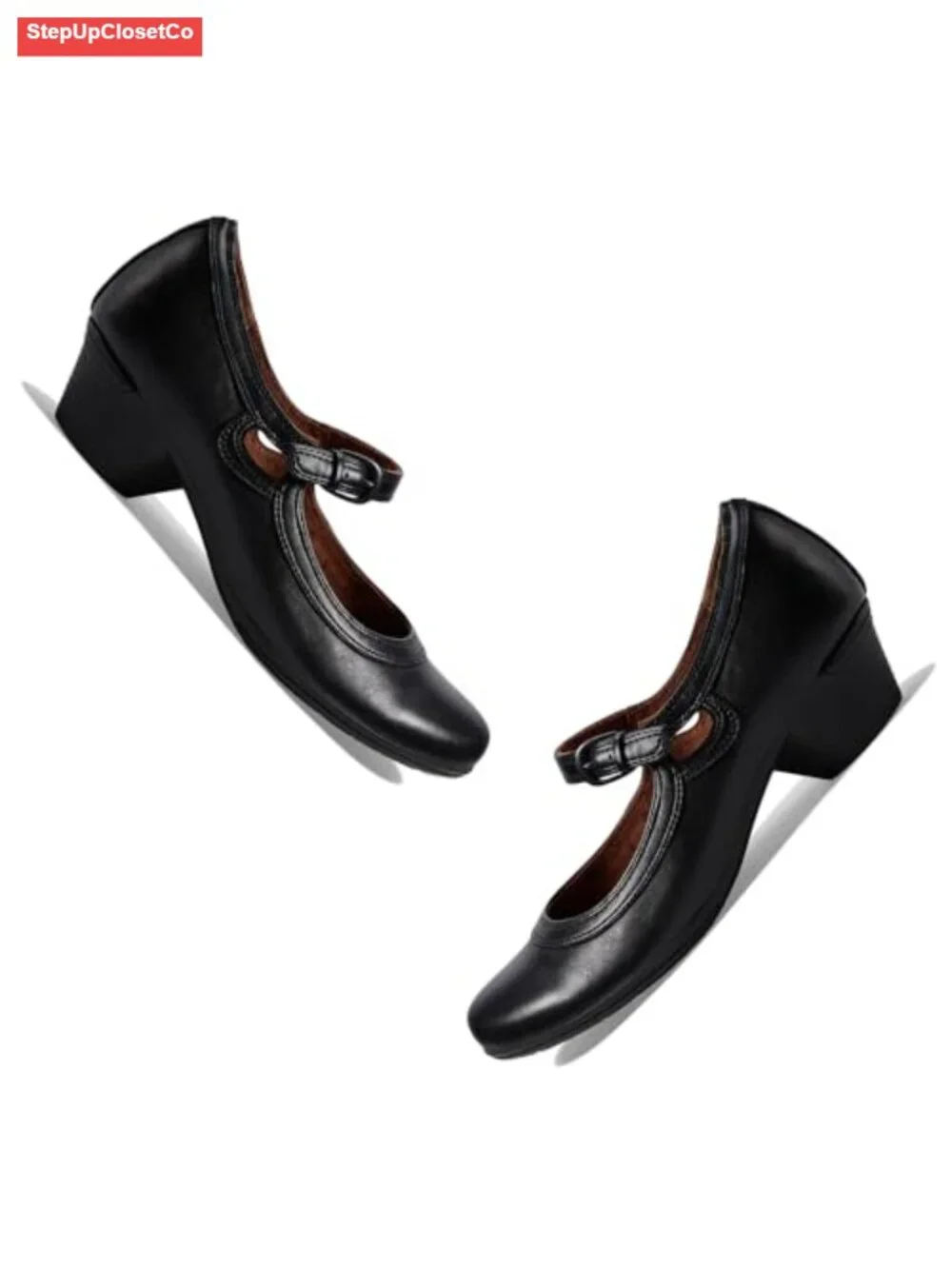 Women Retro Chunky Heel Mary Jane Shoes Round Toe Ankle Strap Dress Pumps 2